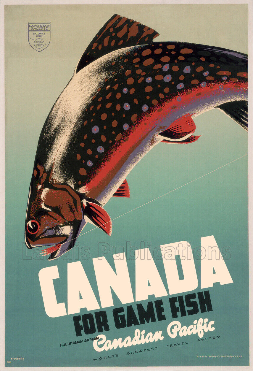 Canada For Game Fish - Canadian Pacific Railway - 1940 Travel Poster