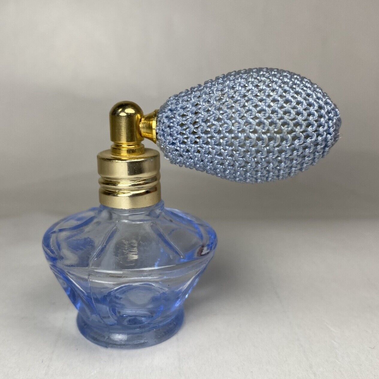 Vintage Blue Glass Atomizer with Working Pump Perfume Bottle Empty