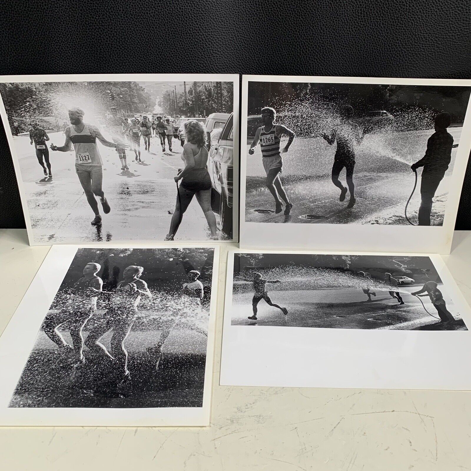 Vintage Summer Marathon Photos, Lot Of 4 Photographs Running Jogging 
