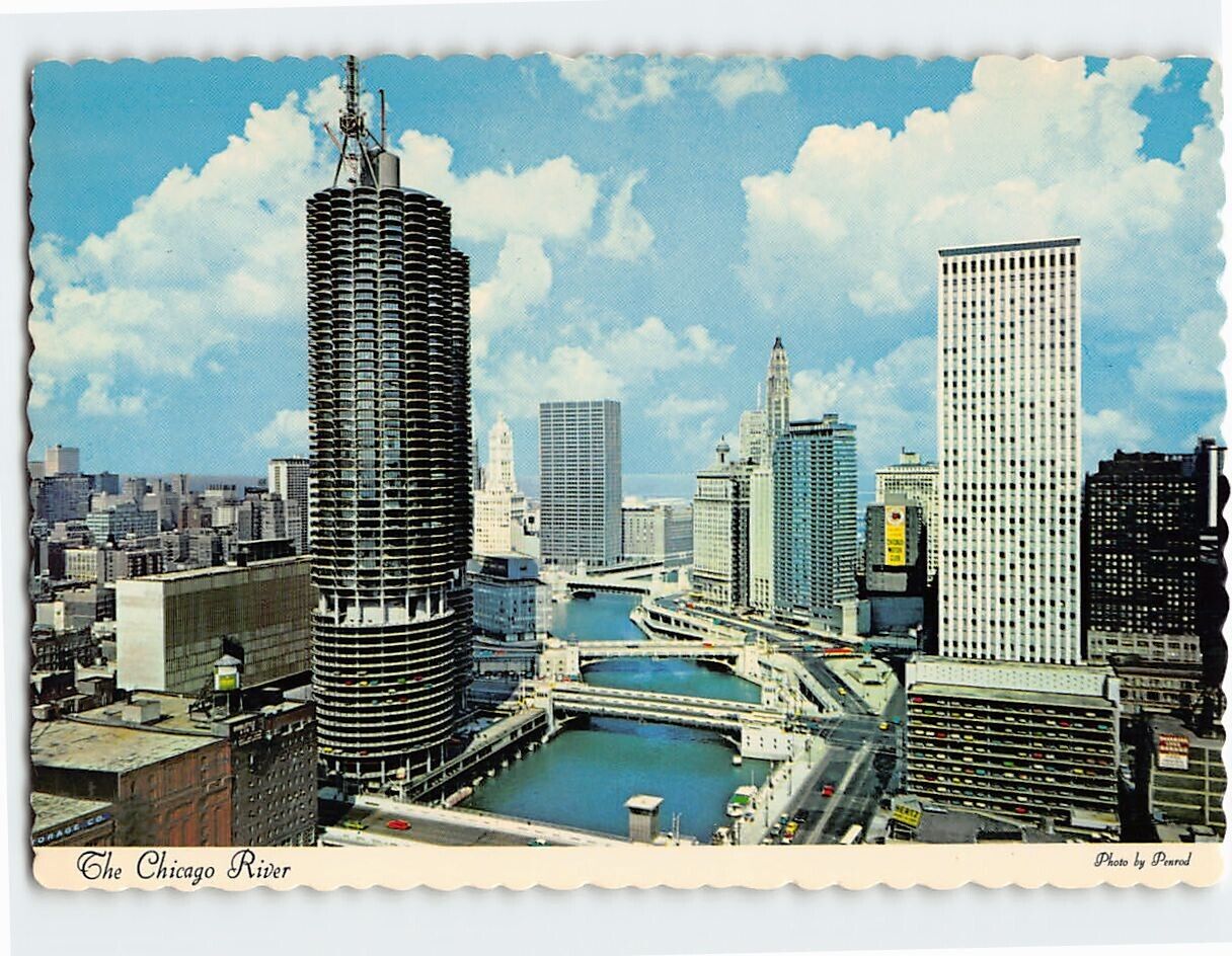 Postcard Chicago River Illinois USA North America