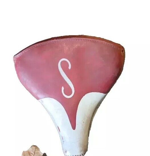 Vintage Schwinn Approved S Red and White Bicycle Seat Saddle