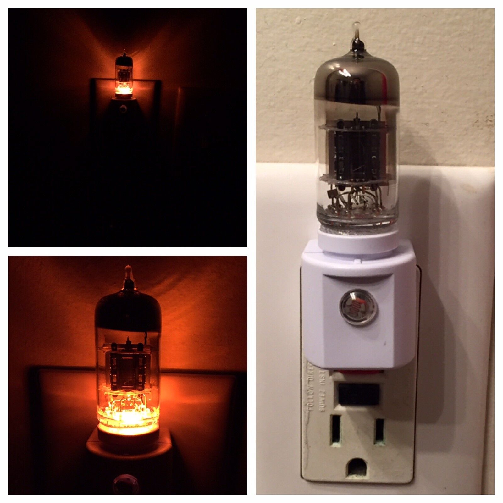 Vacuum Tube Amber Glow LED Night Light with Seeburg Wurlitzer Jukebox Valve