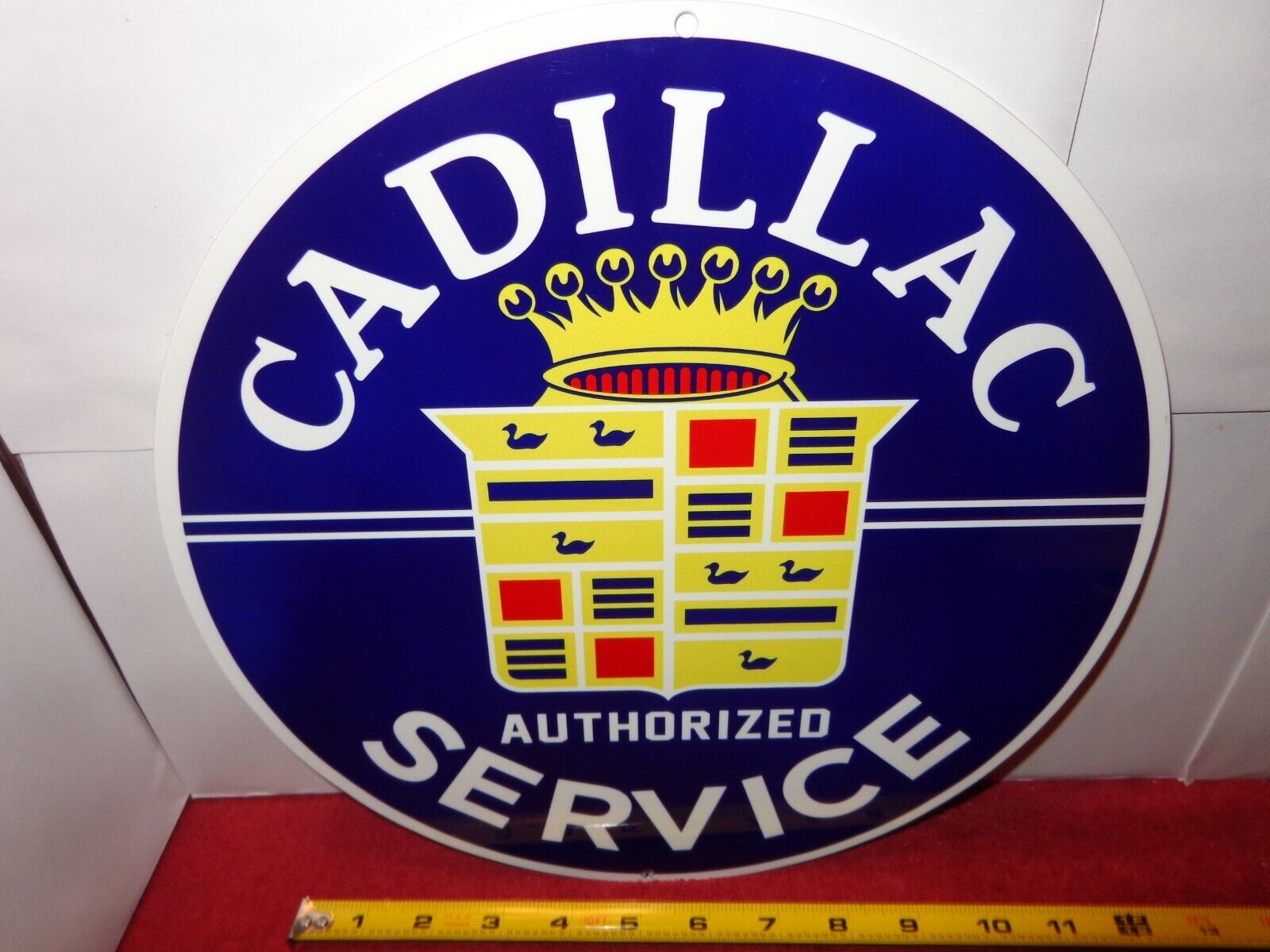 12 in CADILLAC AUTHORIZED SERVICE ADVERTISING SIGN HEAVY DIE CUT METAL # S 27