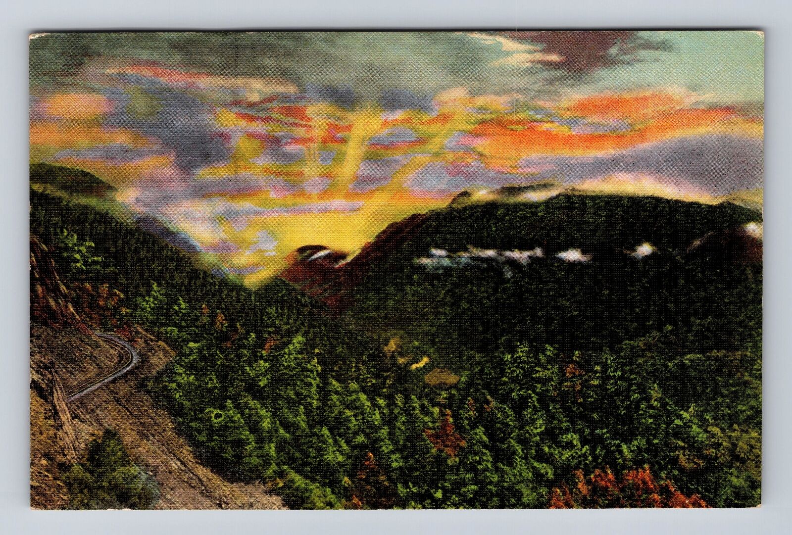 Nantahala Gorge NC-North Carolina, Sunrise, Antique, Vintage Souvenir Postcard