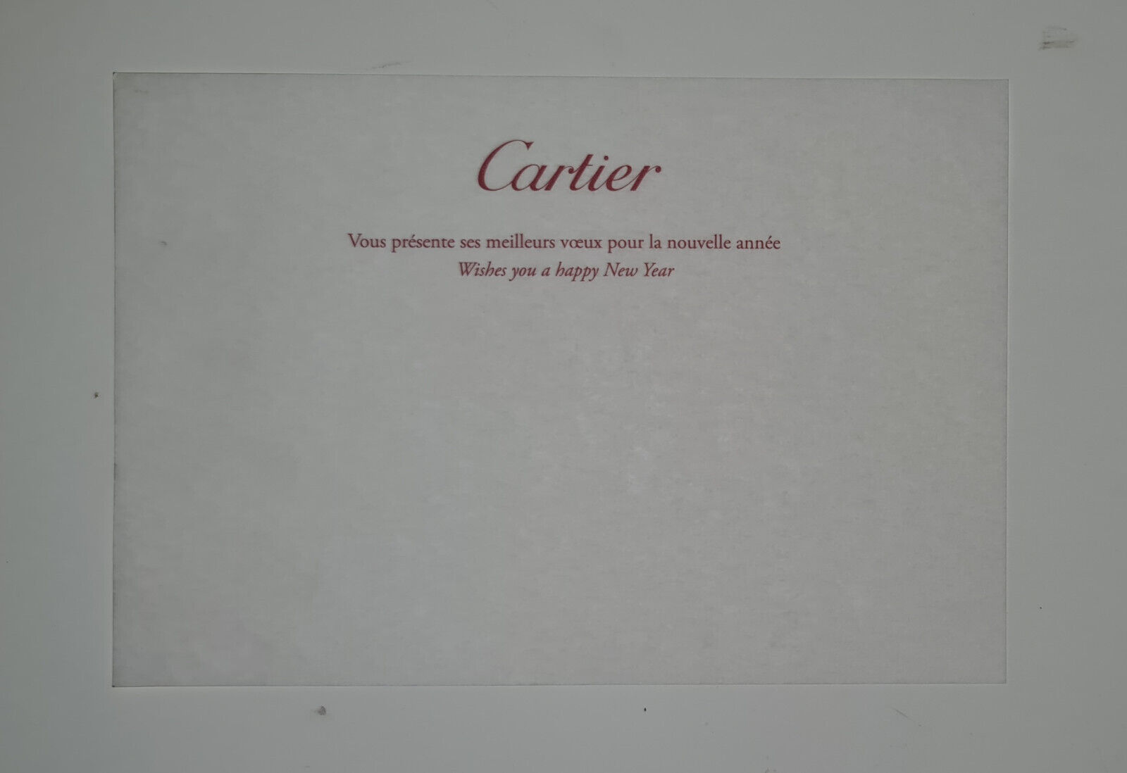 Original CARTIER card for HAPPY NEW YEAR wishes unused 19*13 cm