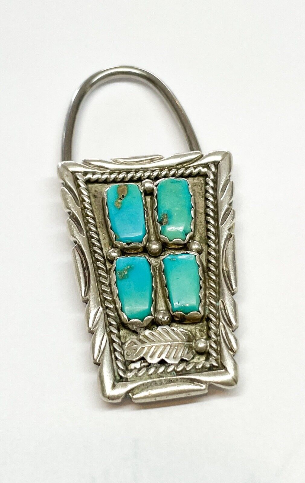 Vintage Zuni Artist Angie C. Cheama Sterling Silver Turquoise Keychain