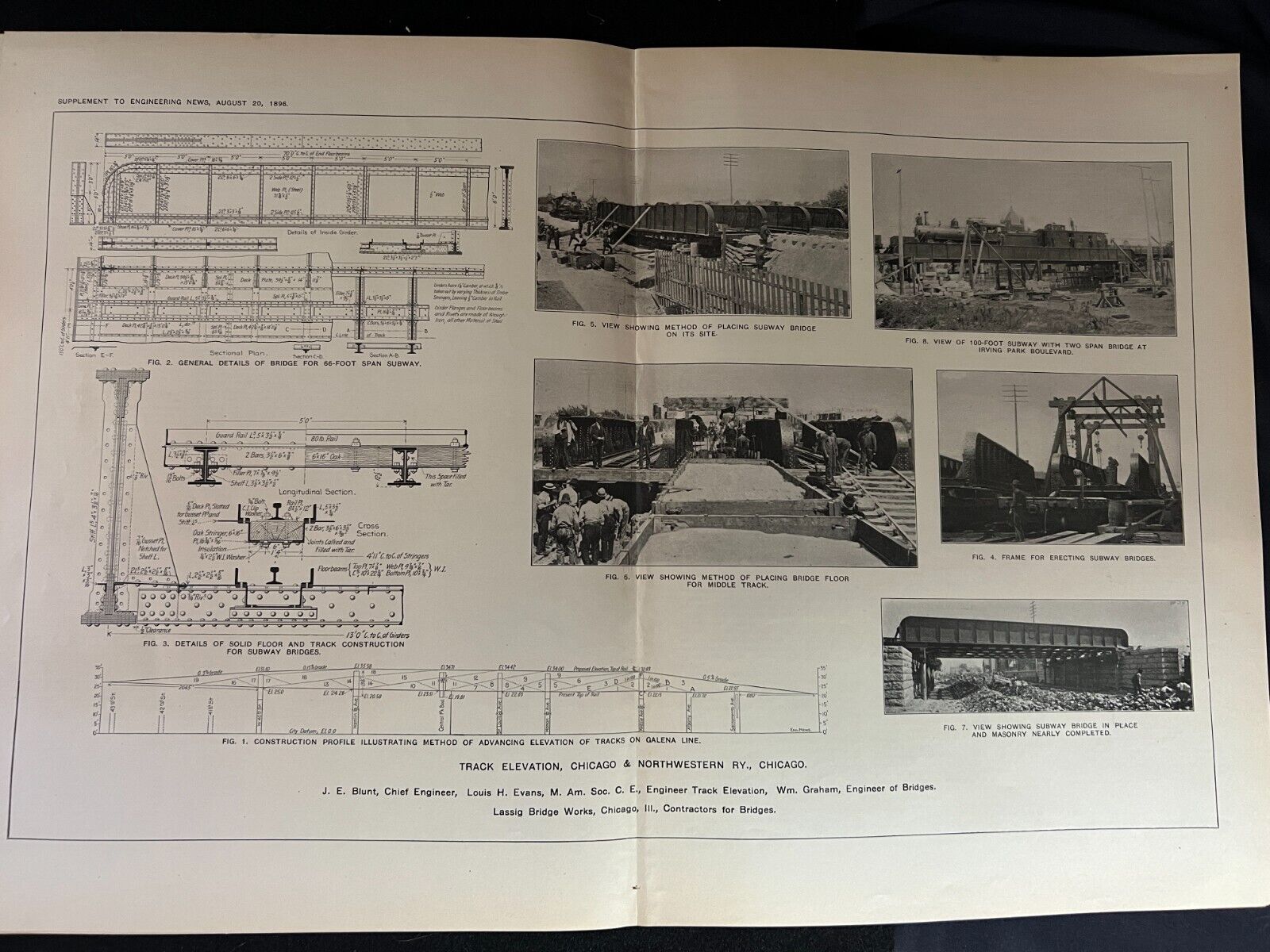 1896 Industrial Illustration/Drawing Track Elevation Chicago & Northwestern RY.