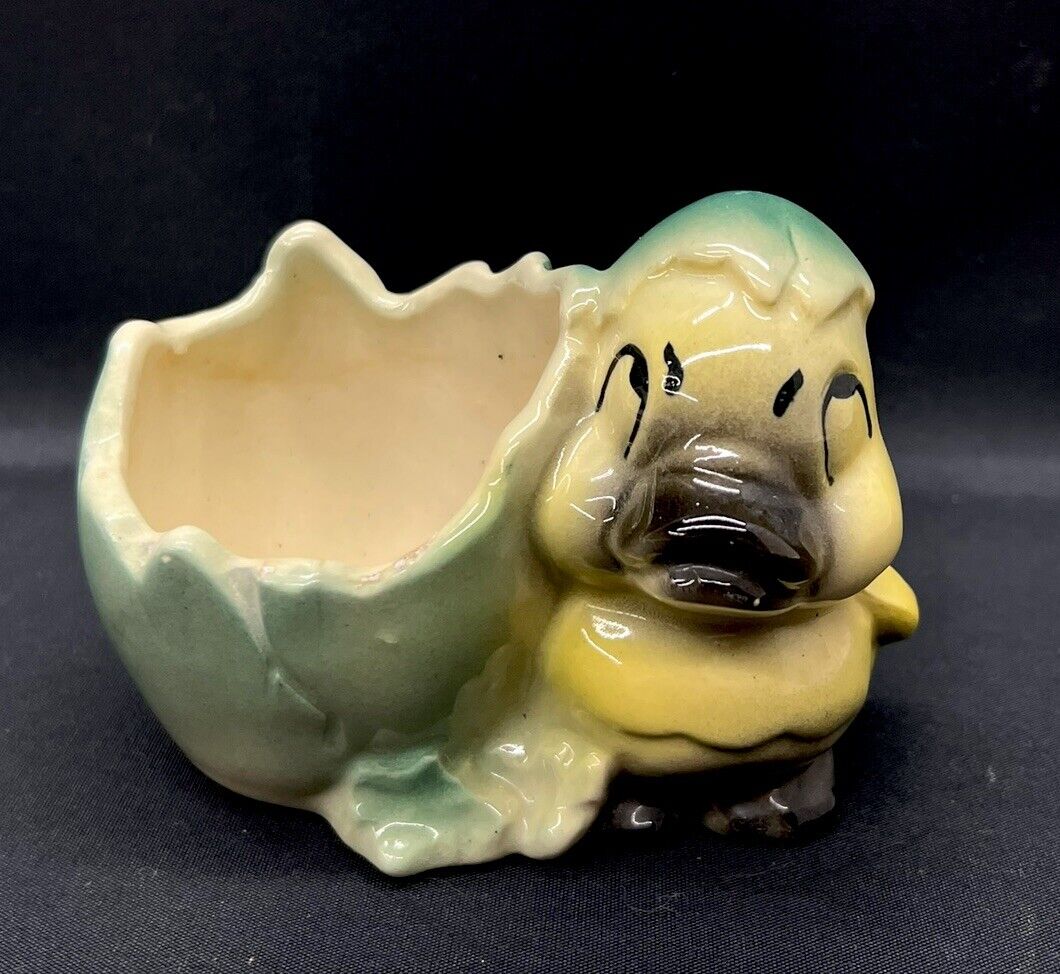Vintage Shawnee 1950s Anthropomorphic Duck Cracked Egg Planter Nursery Baby