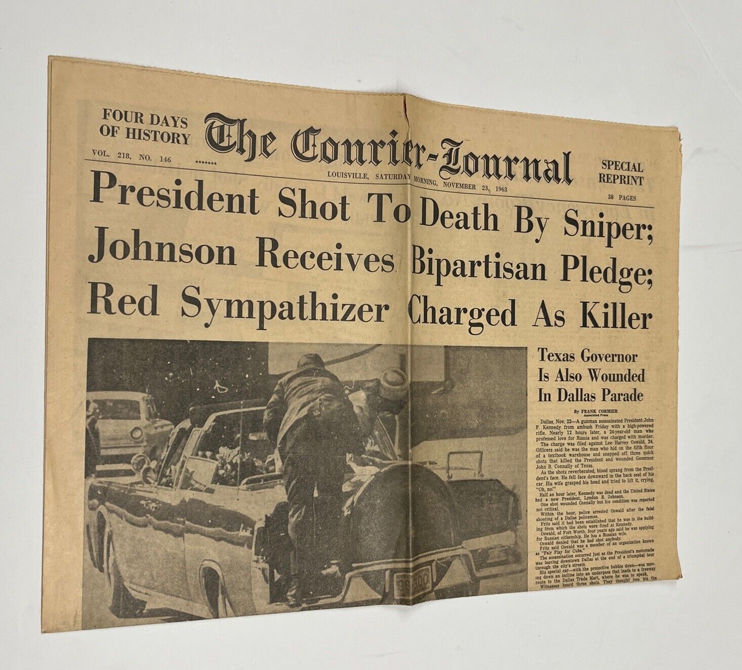 JFK Assassination,The Courier Journal Special Edition Newspaper 11/23, 1963 (W)