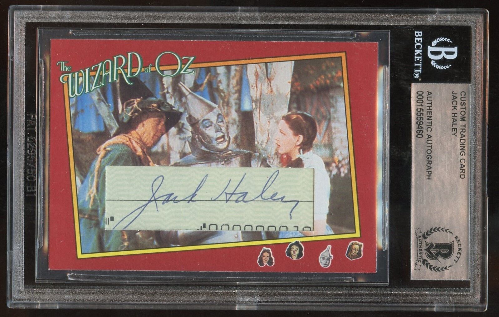 Jack Haley signed autograph 1x2 cut Custom Card Wizard of Oz Tin Man BAS Slabbed