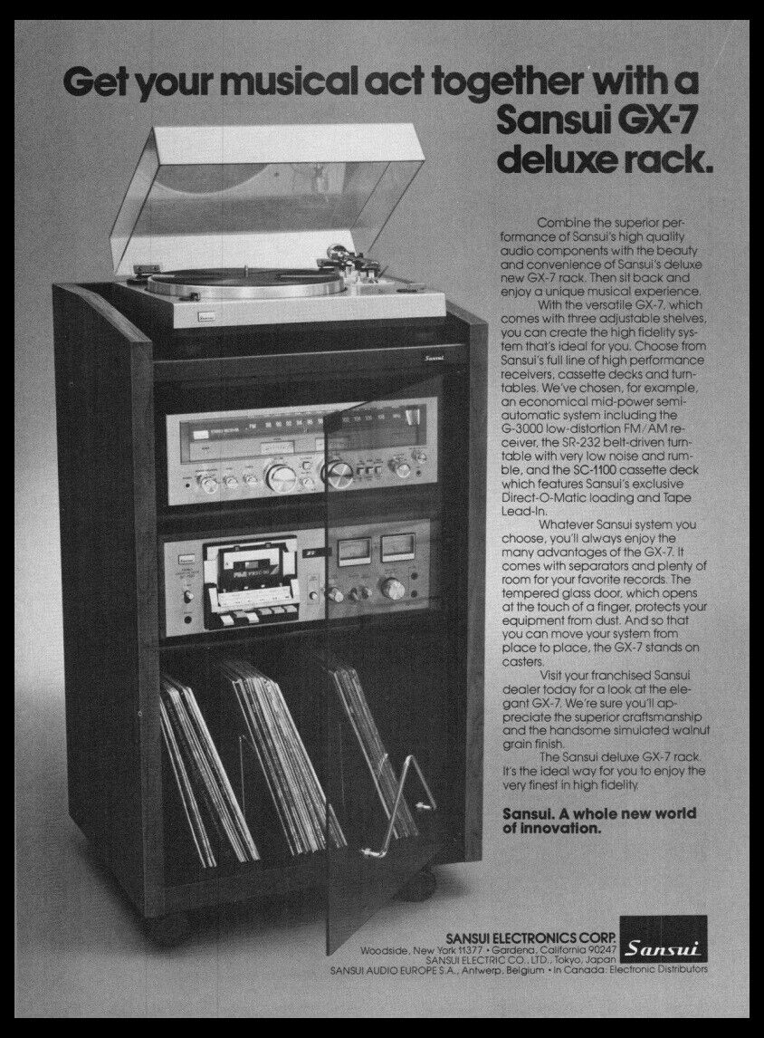 1978 Sansui Deluxe Stereo Rack Print ad/mini poster-VTG Man Cave music rm décor