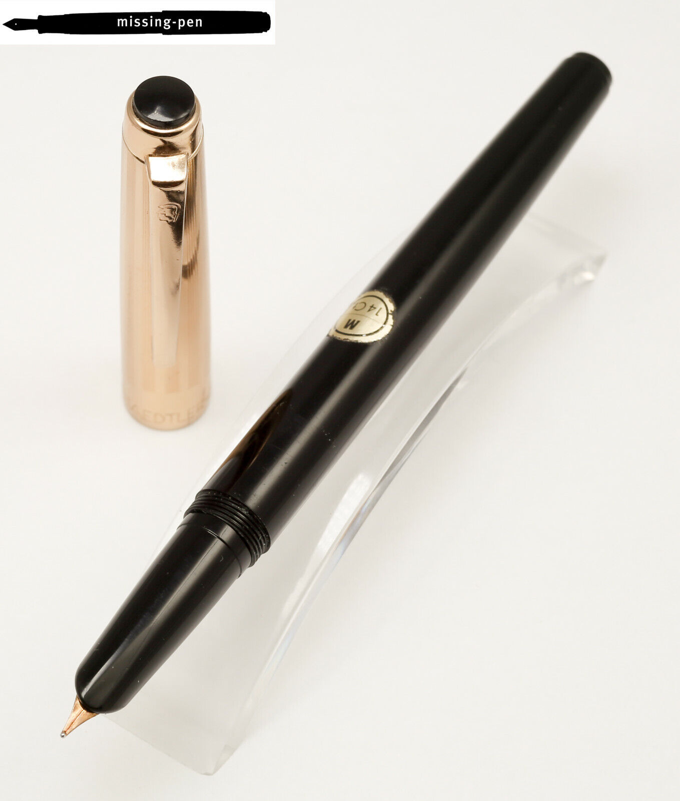 Vintage Staedtler Noris Fountain Pen in Black-Gold with 14 K M-nib