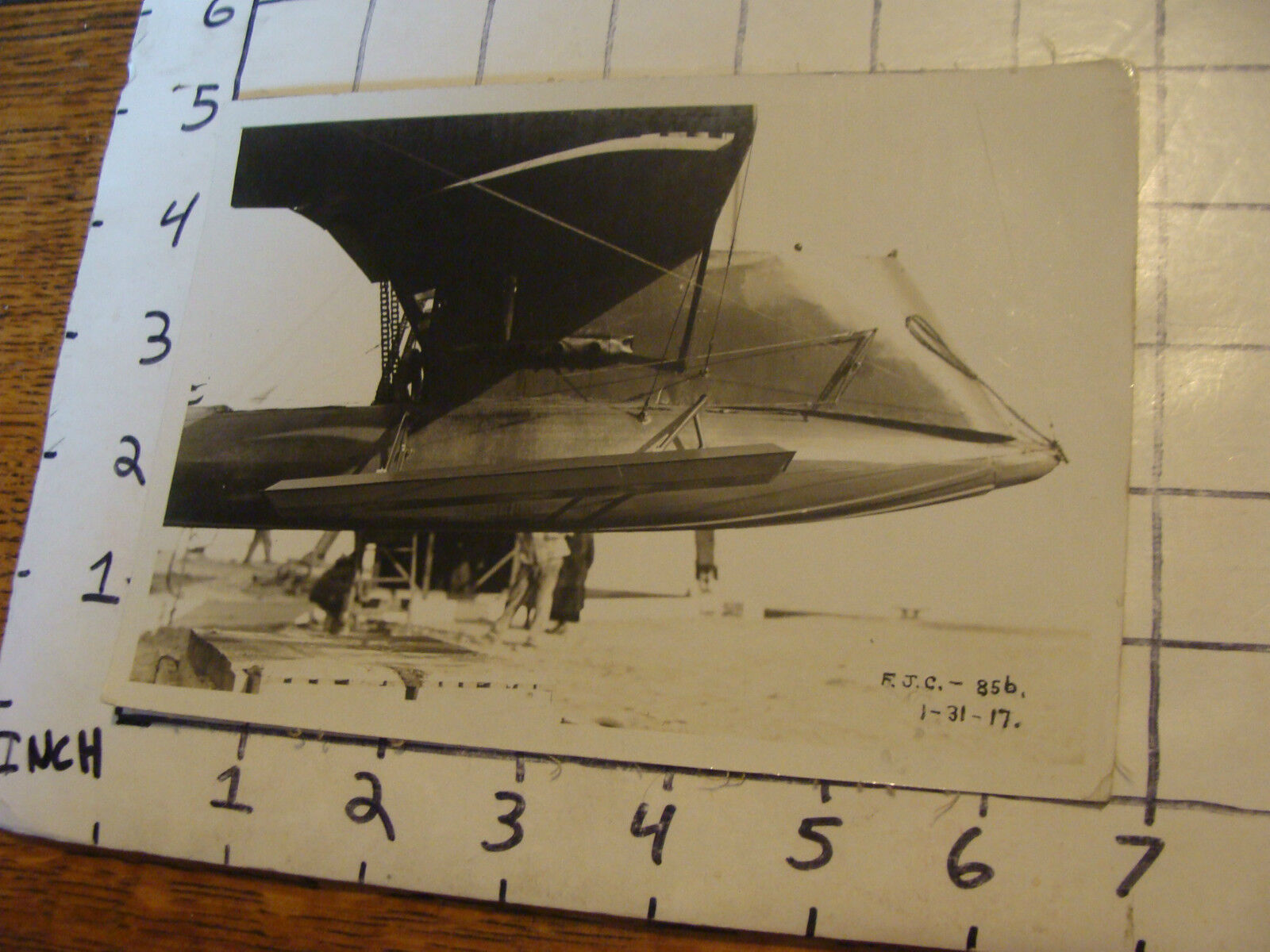 Vintage Original Photo: FLYING BOAT, 1-31-1917 with linen back NEAT