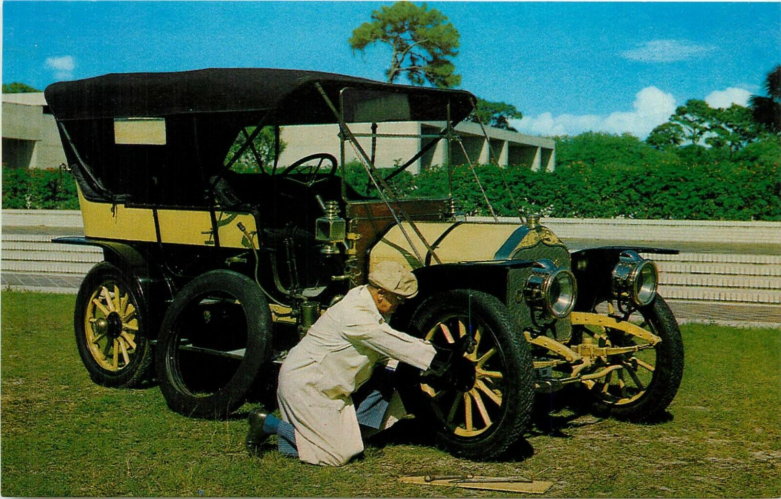 1908 National Indiana Antique Car Music Yesterday Sarasota FL Postcard