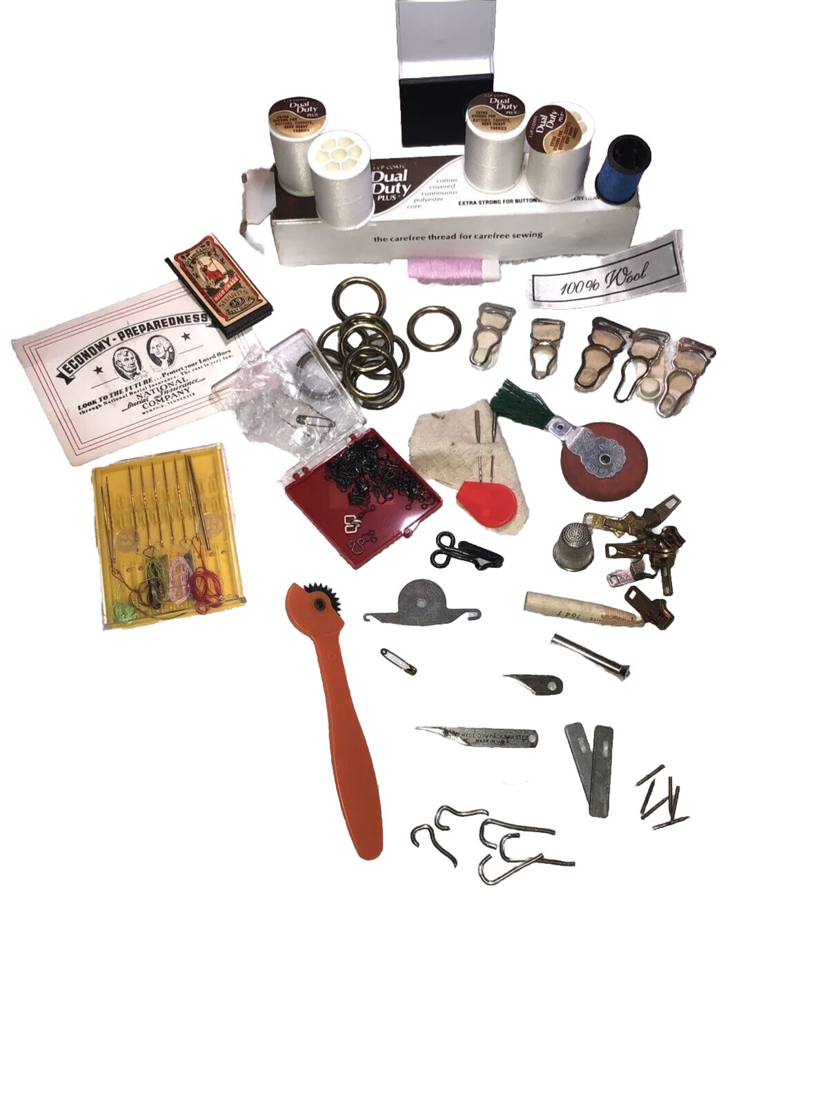 Grandma's Vintage Small Junk Drawer Lot Sewing Accessories ￼ Antiques