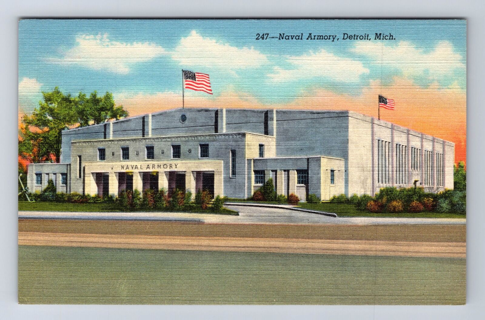 Detroit MI-Michigan, Naval Armory, Antique, Vintage Postcard