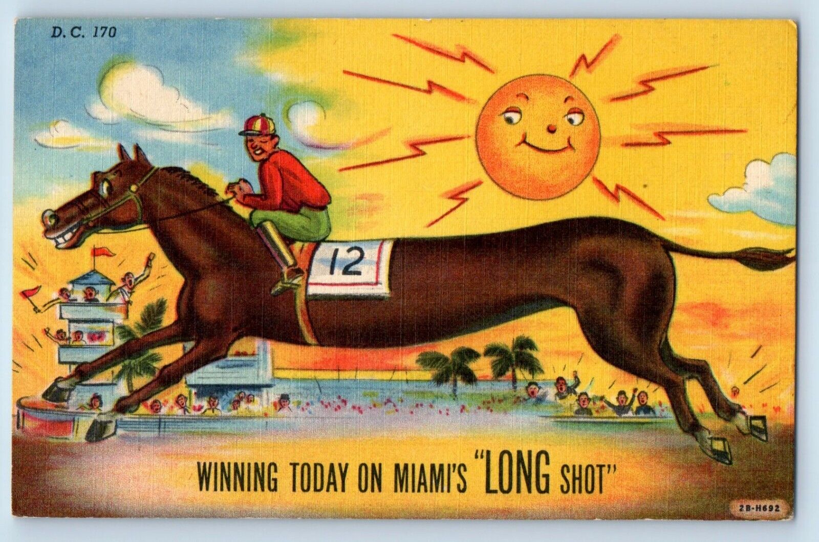 Horseracing Postcard Winning Today On Miami\'s Long Shot Anthropomorphic Sun