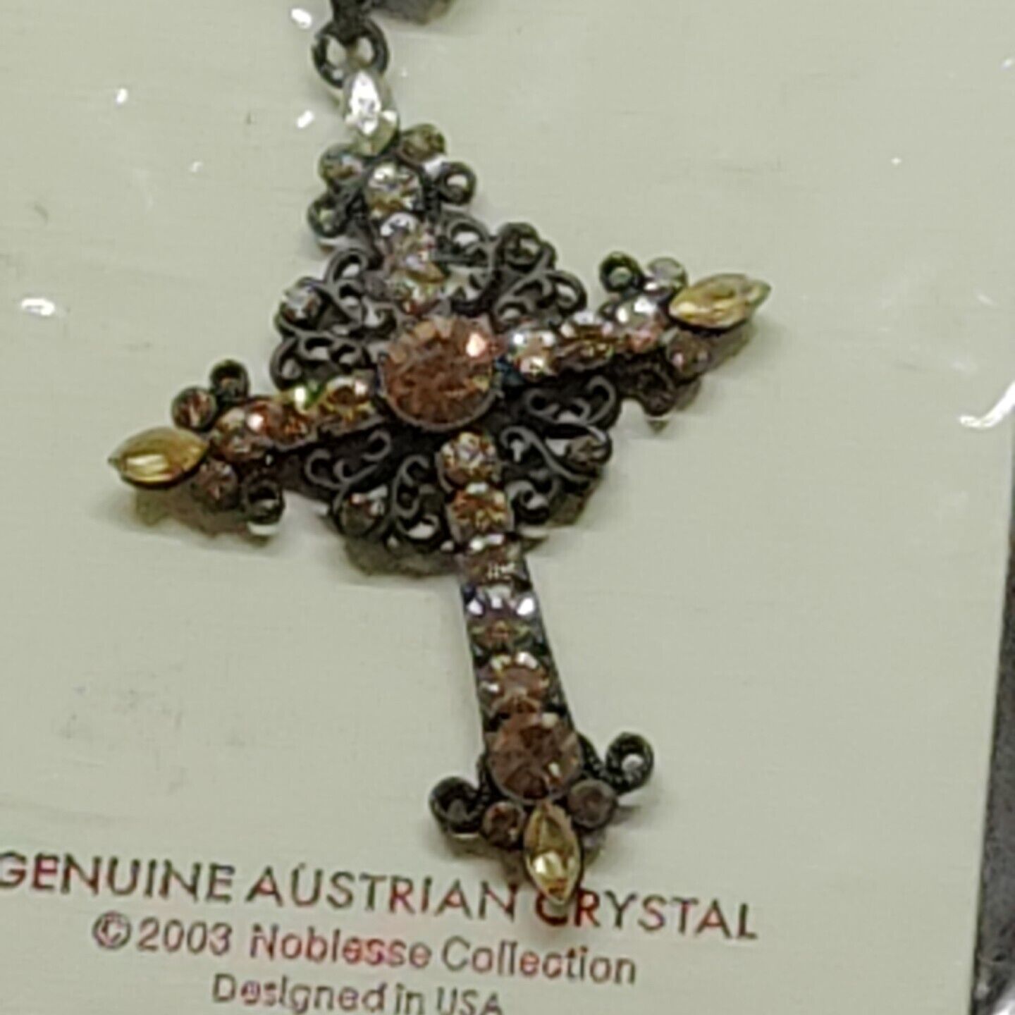 Rosary Cross Genuine Austrian Crystal Noblesse Collection Vintage Catholic Jesus