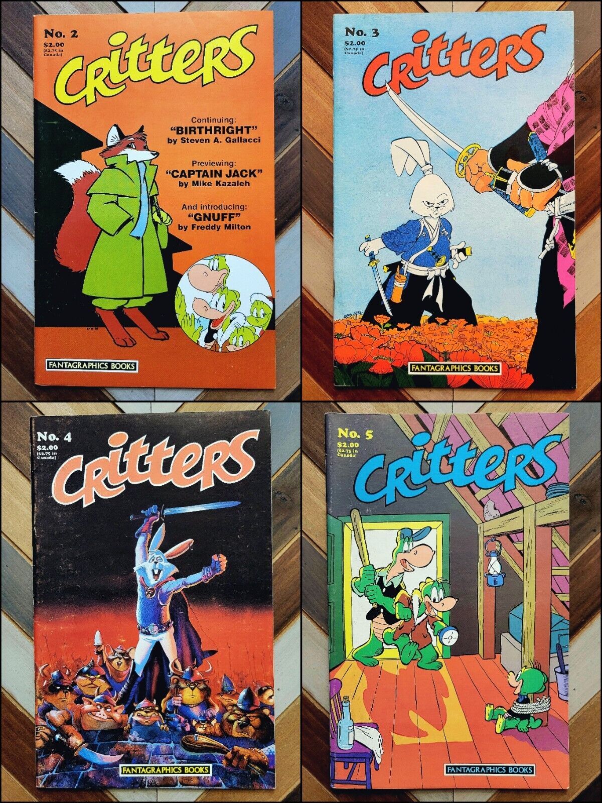 CRITTERS #2-5 (Fantagraphics 1986) USAGI YOJIMBO by Stan Sakai GNUFF & CAPT JACK