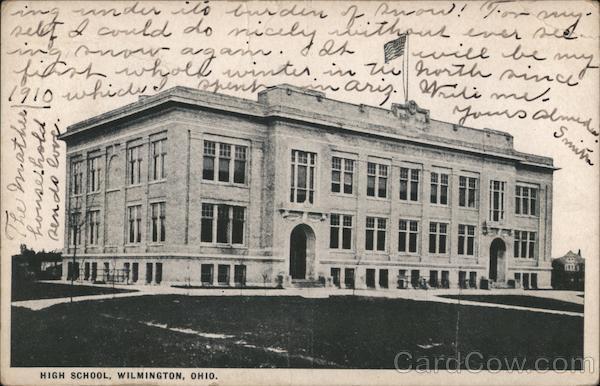1921 Wilmington,OH High School Clinton County Ohio Black & White Postcard