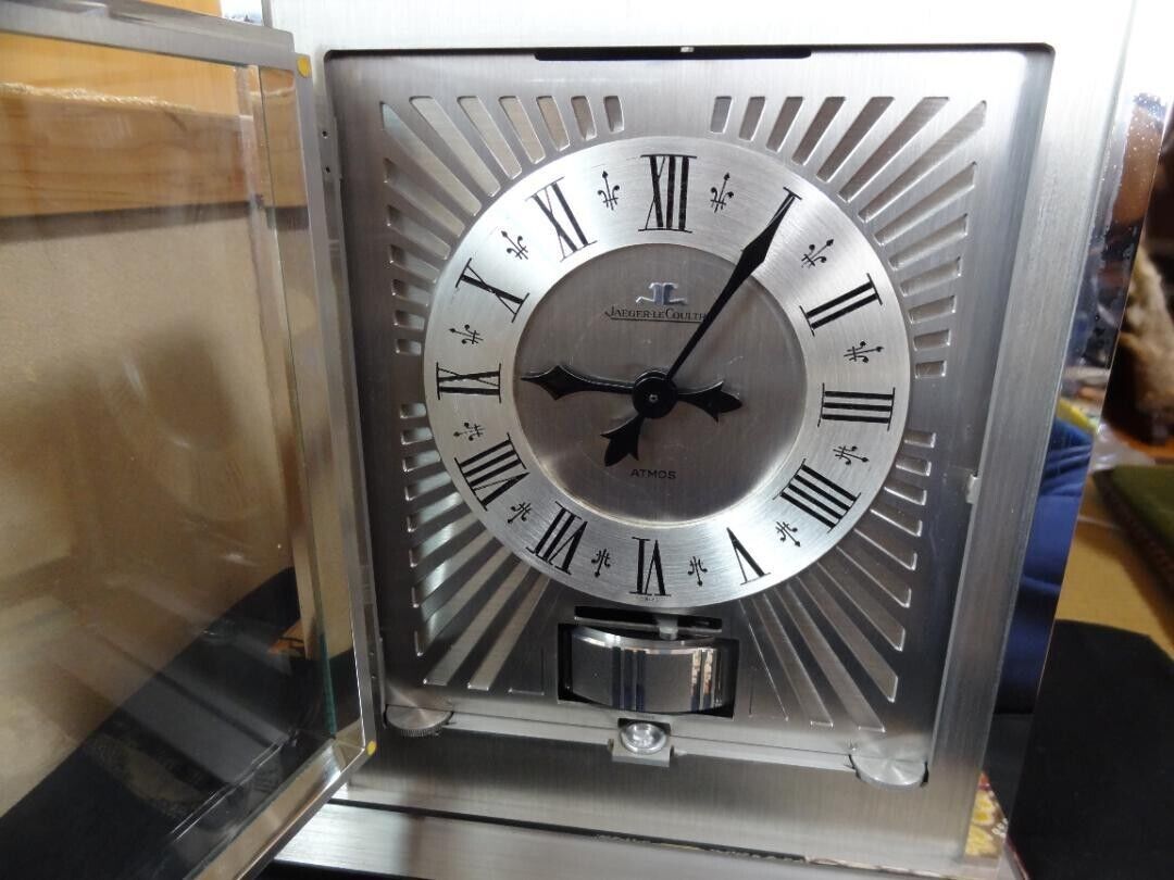 Jaeger-LeCoultre ATMOS Table Clock Air Clock Silver antique 23cm x 14cm used