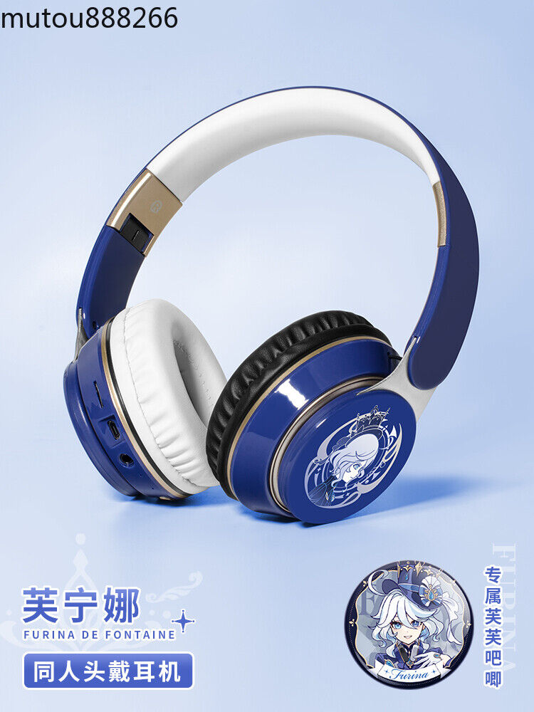 Genshin Impact Furina Anime Portable Bluetooth Headset Wireless Headphones