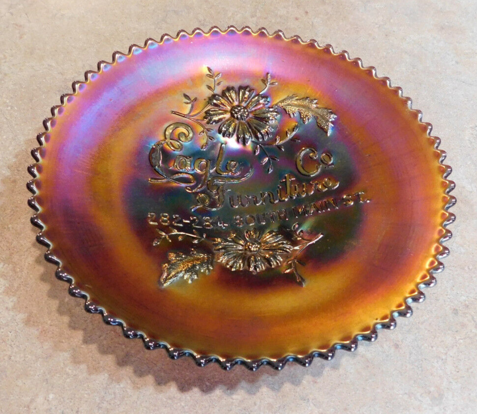 Northwood Glass Eagle Furniture Co. advertising carnival plate