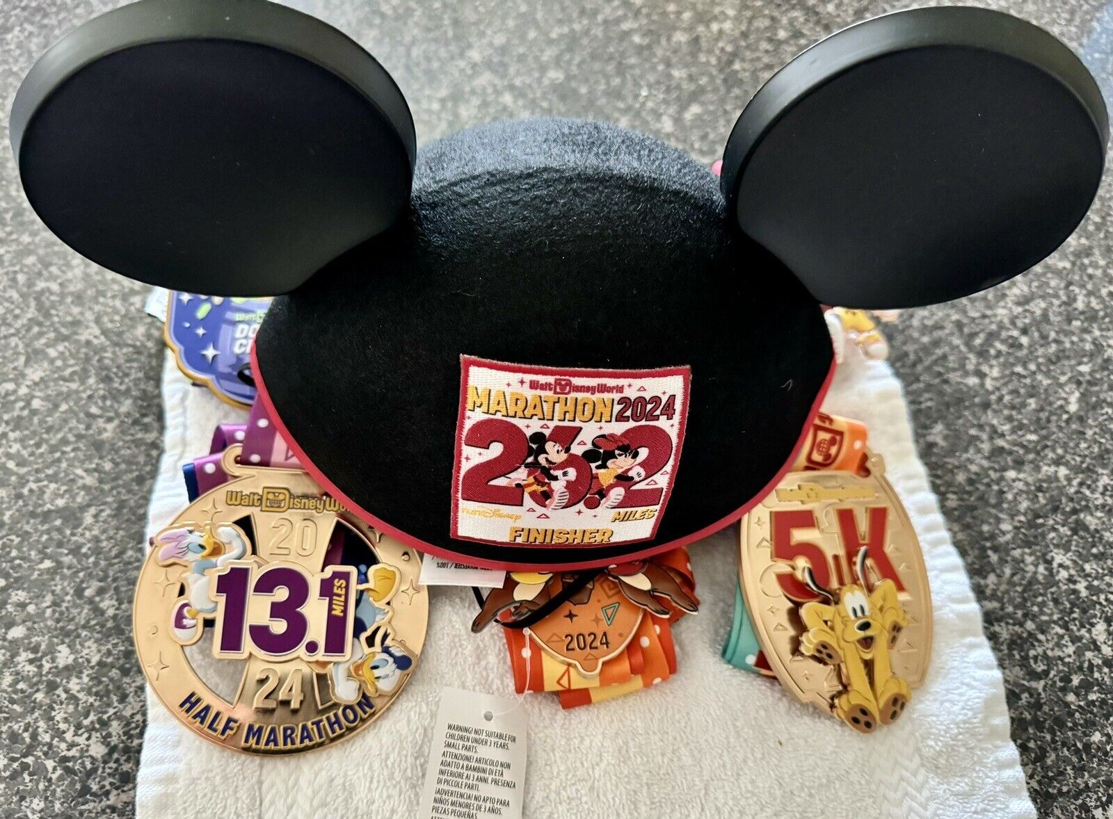 Run Disney 2024 Marathon Weekend  All 6 Dopey Challenge Medals & Mickey Ears