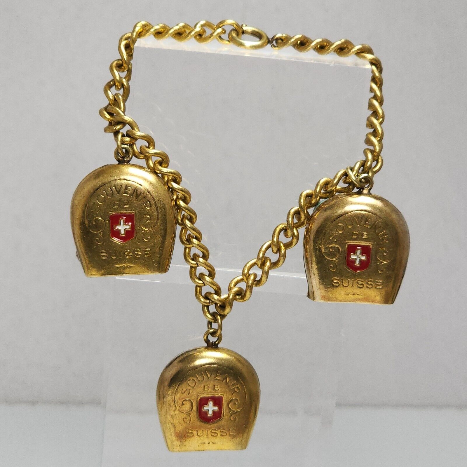 Vintage Swiss Bells Chain Bracelet Anklet Souvenir De Suisse