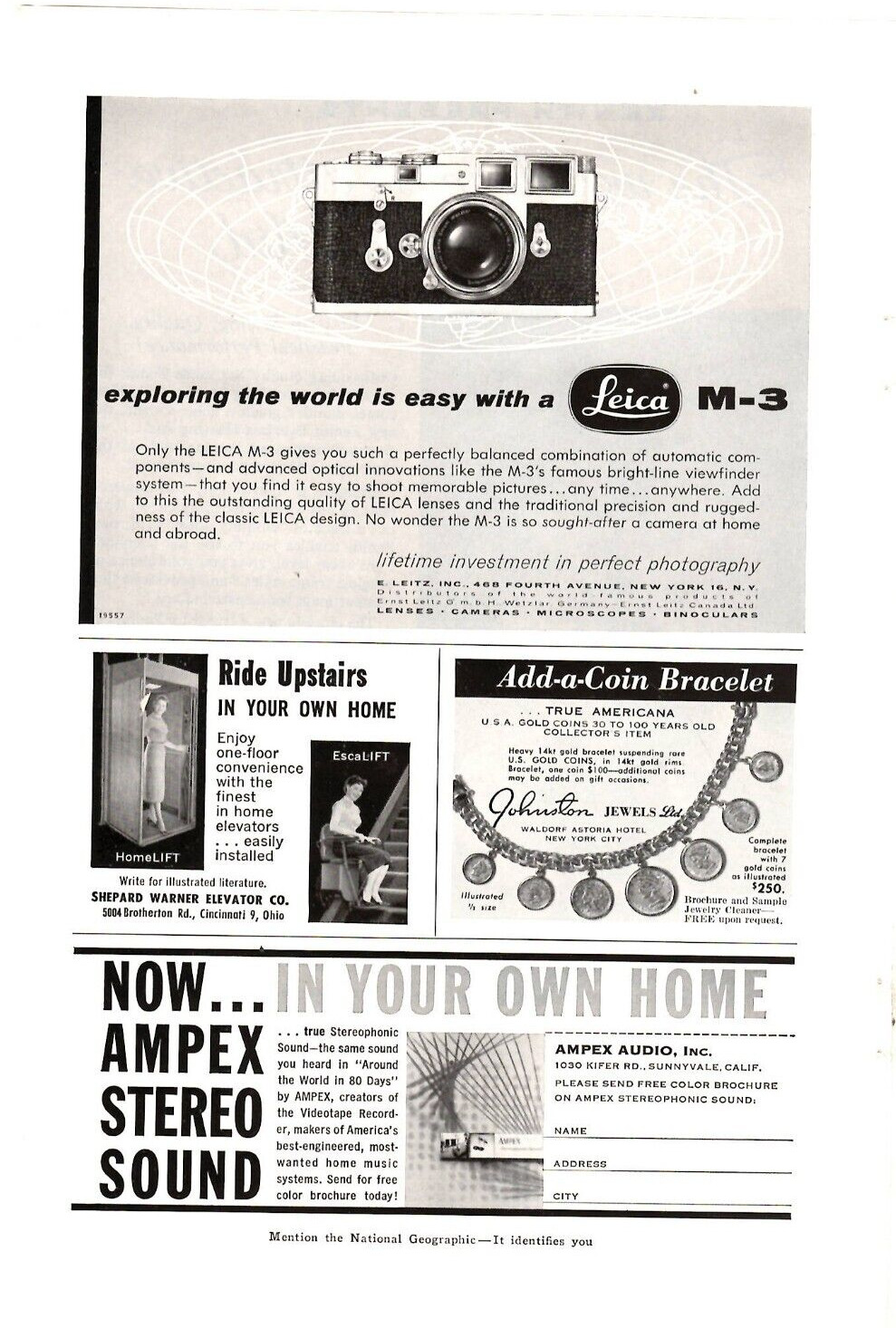 1957 Print Ad Leica M-3 Camera Exploring the World is Easy Lifetime Investment