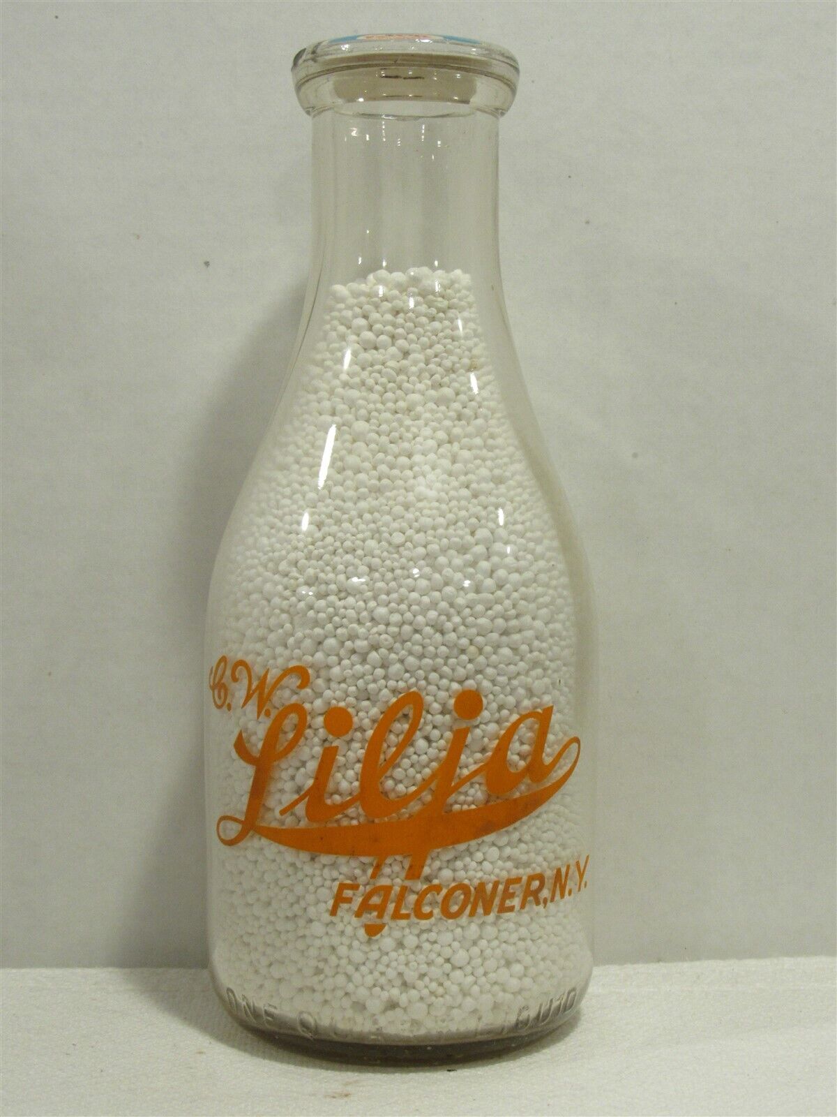TRPQ Milk Bottle C W Lilja Dairy Farm Falconer NY CHAUTAUQUA CO 1943 Since 1912