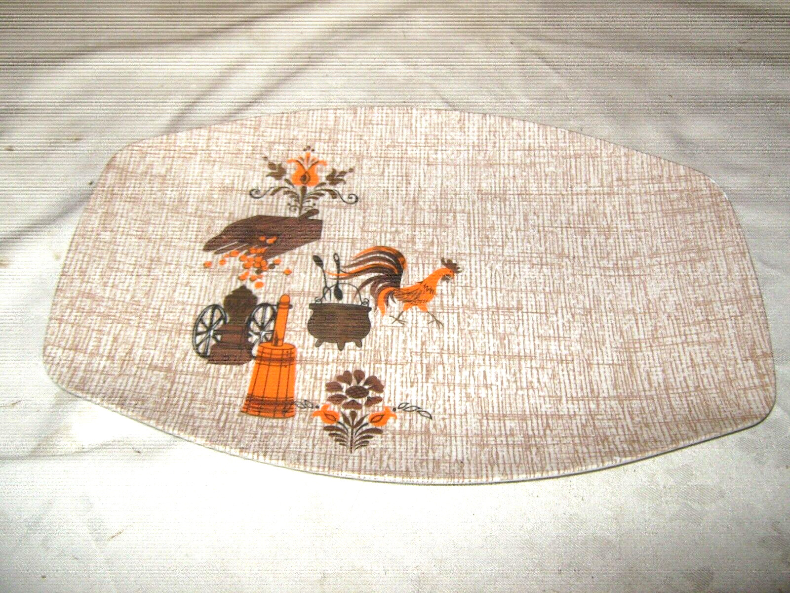 A Vintage Tamco Melmac Hollywood Melamine Rooster County Kitchen Serving Tray