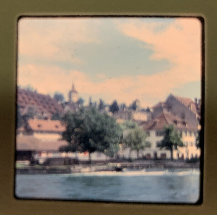 1965 Kodachrome Photo Slide 35mm Lucerne Switzerland Lake Reuss River