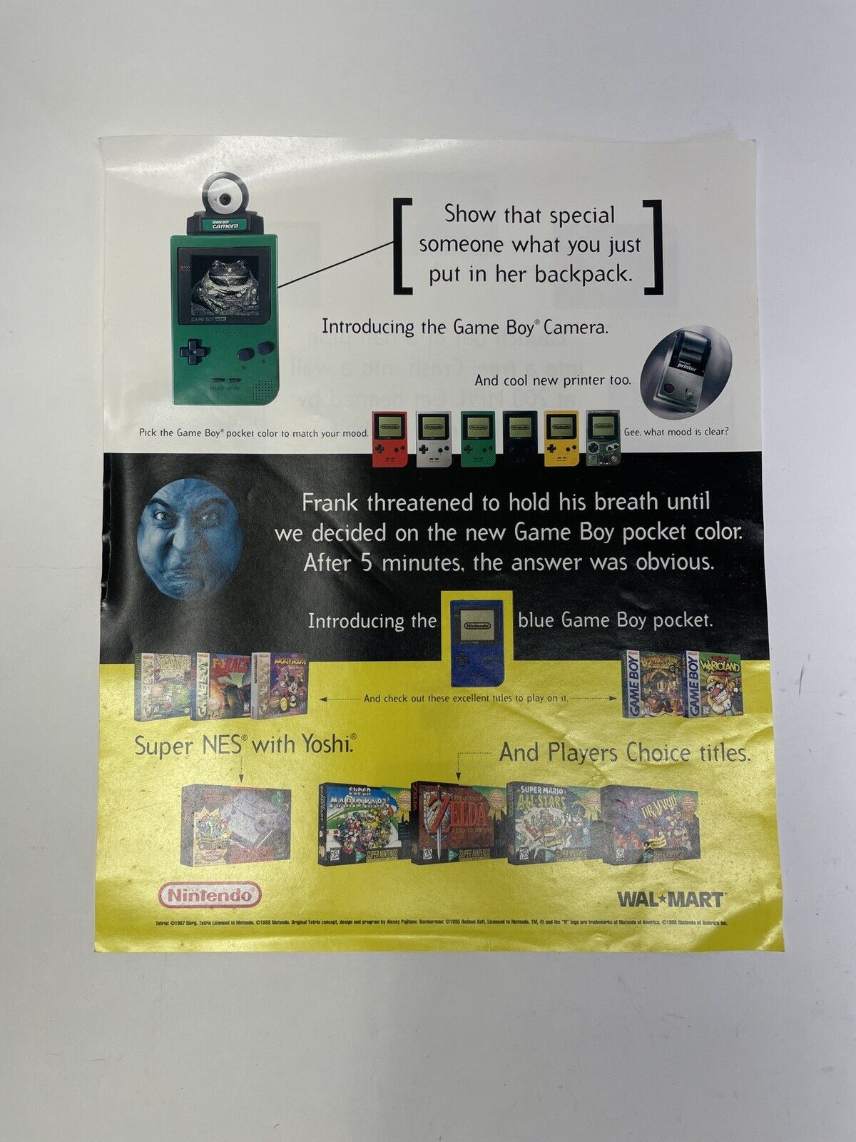 Rare Nintendo 64 n64 / game boy camera oversized promo flyer 1998
