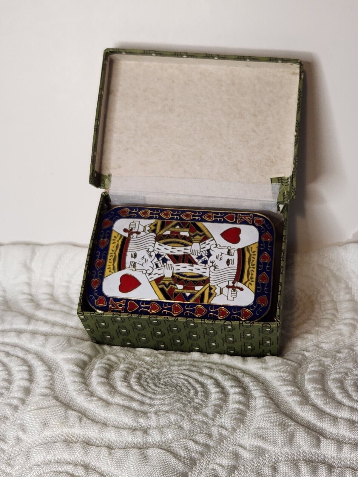 Vtg Mpc Louisville Promotion.  Deck Of Cards In A Tin Box. Marked 3 X 4, 1.5 \