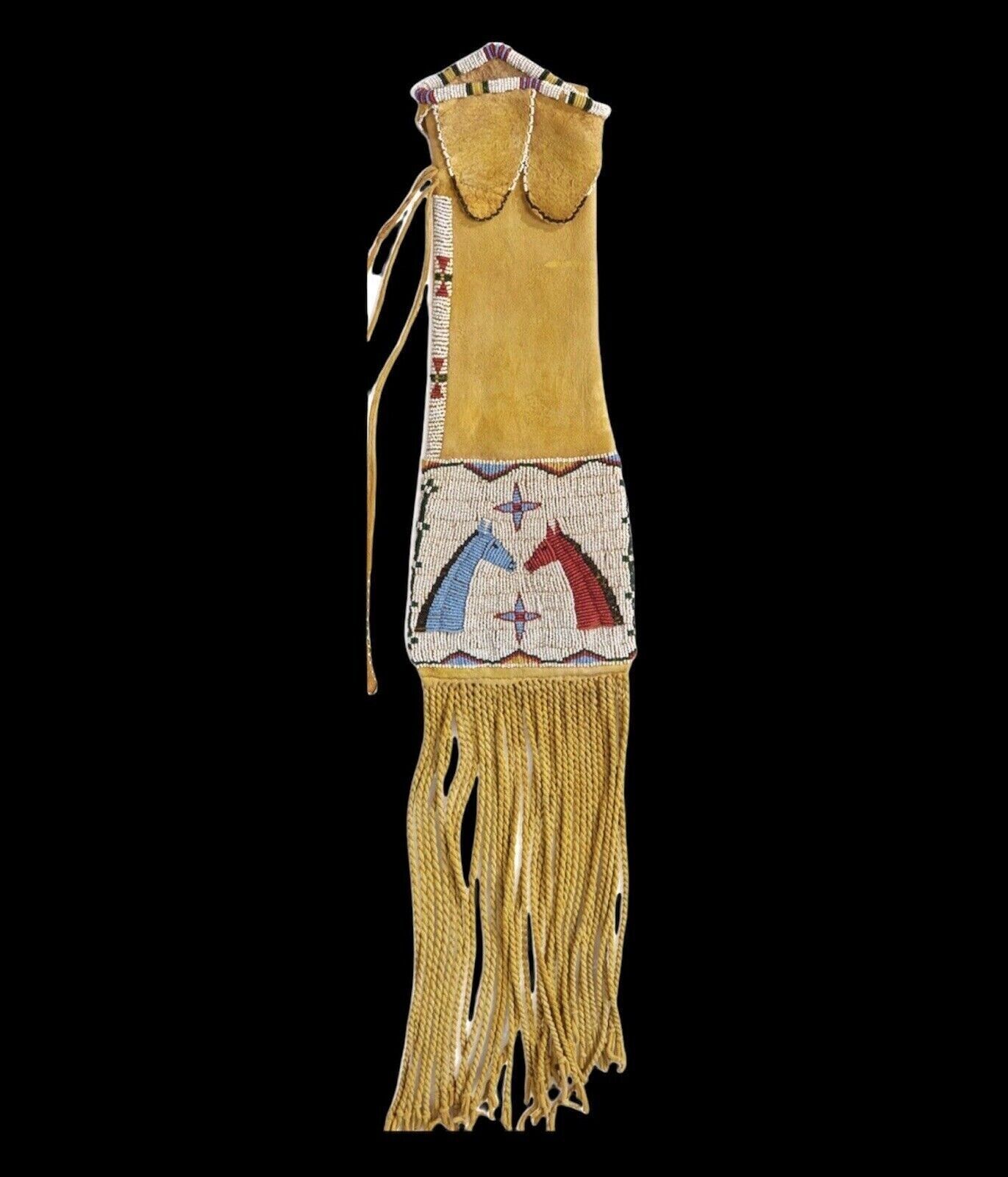 Indian Beaded Native American Sioux Plains Pipe Tabaco Bag Elk Hide Bag
