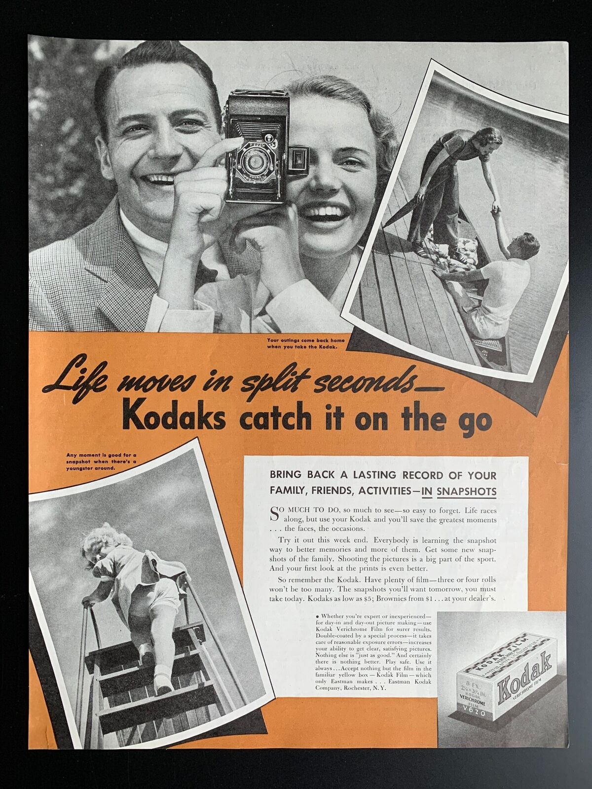 Vintage 1938 Kodak Camera Print Ad