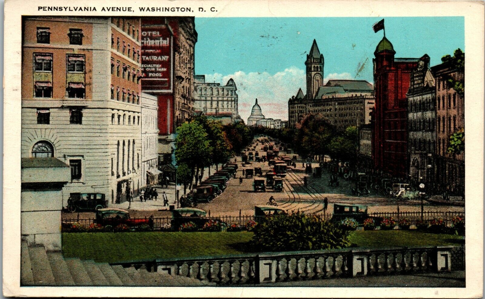 Pennsylvania Ave Washington DC 1928 Vintage Postcard BB1
