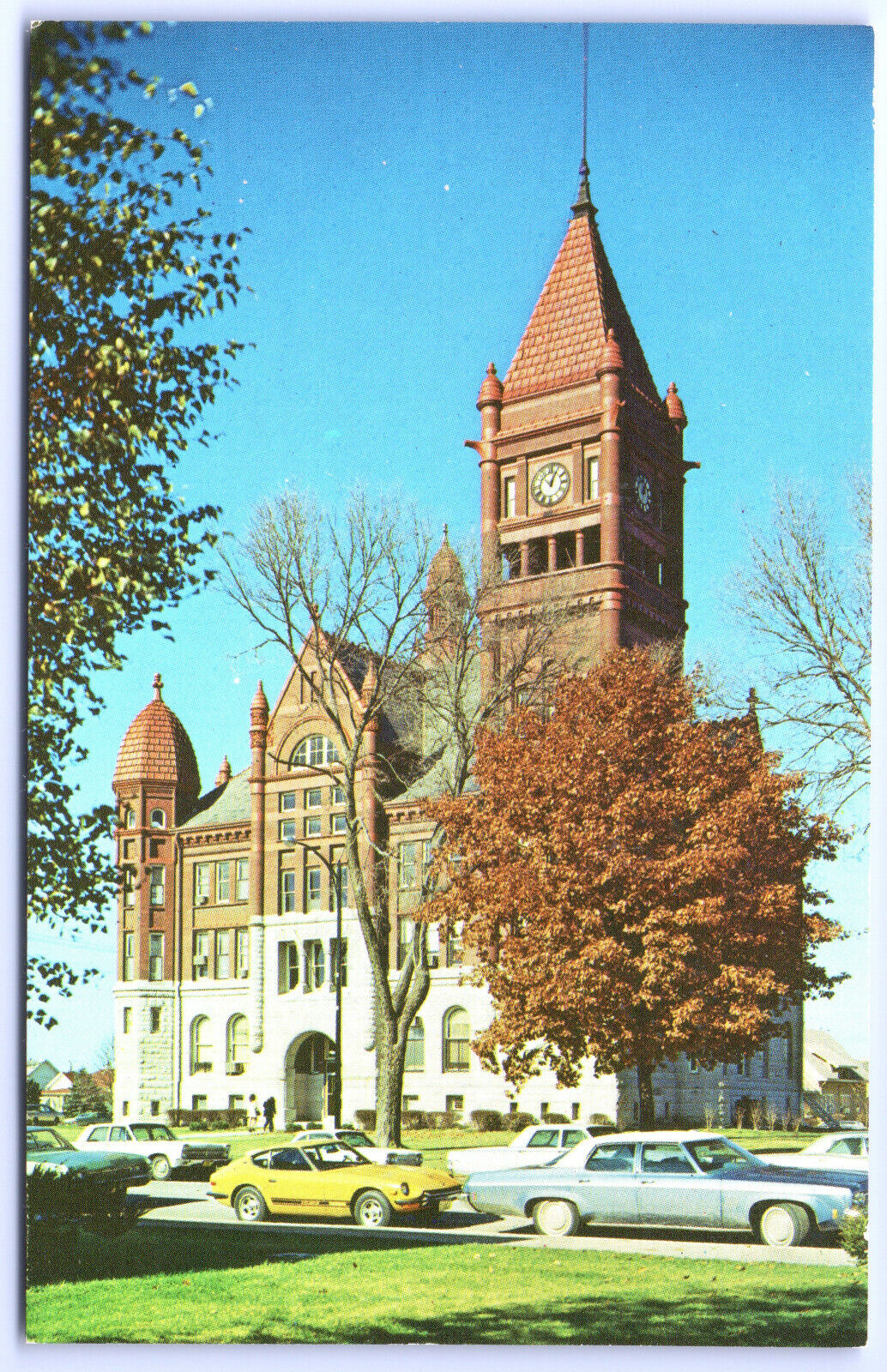 Postcard IA Iowa Montgomery County Court House Red Oak c.1970s Cars UNP B5 