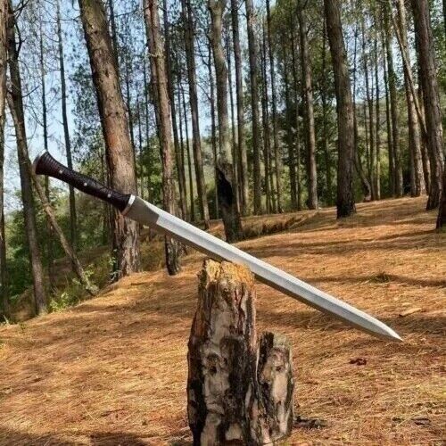 Custom Handmade Carbon Steel Blade Celtic Leaf Sword - Hunting Sword - Camping