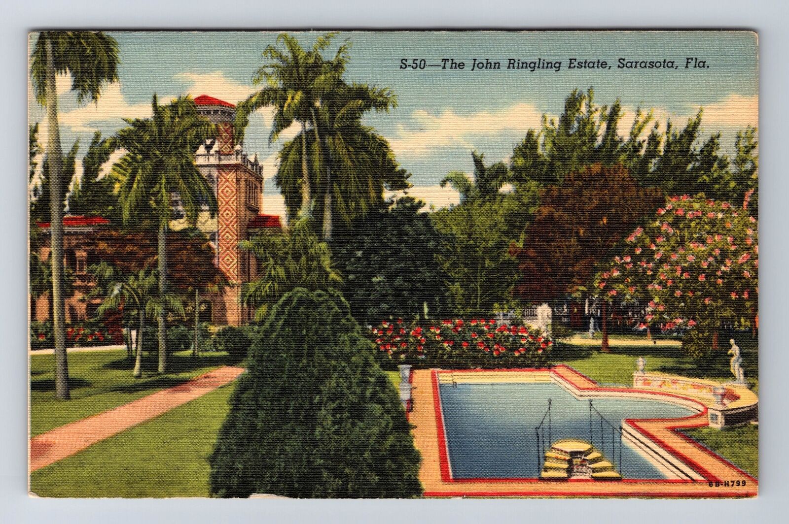 Sarasota FL-Florida, The John Ringling Estate, Antique, Vintage Postcard