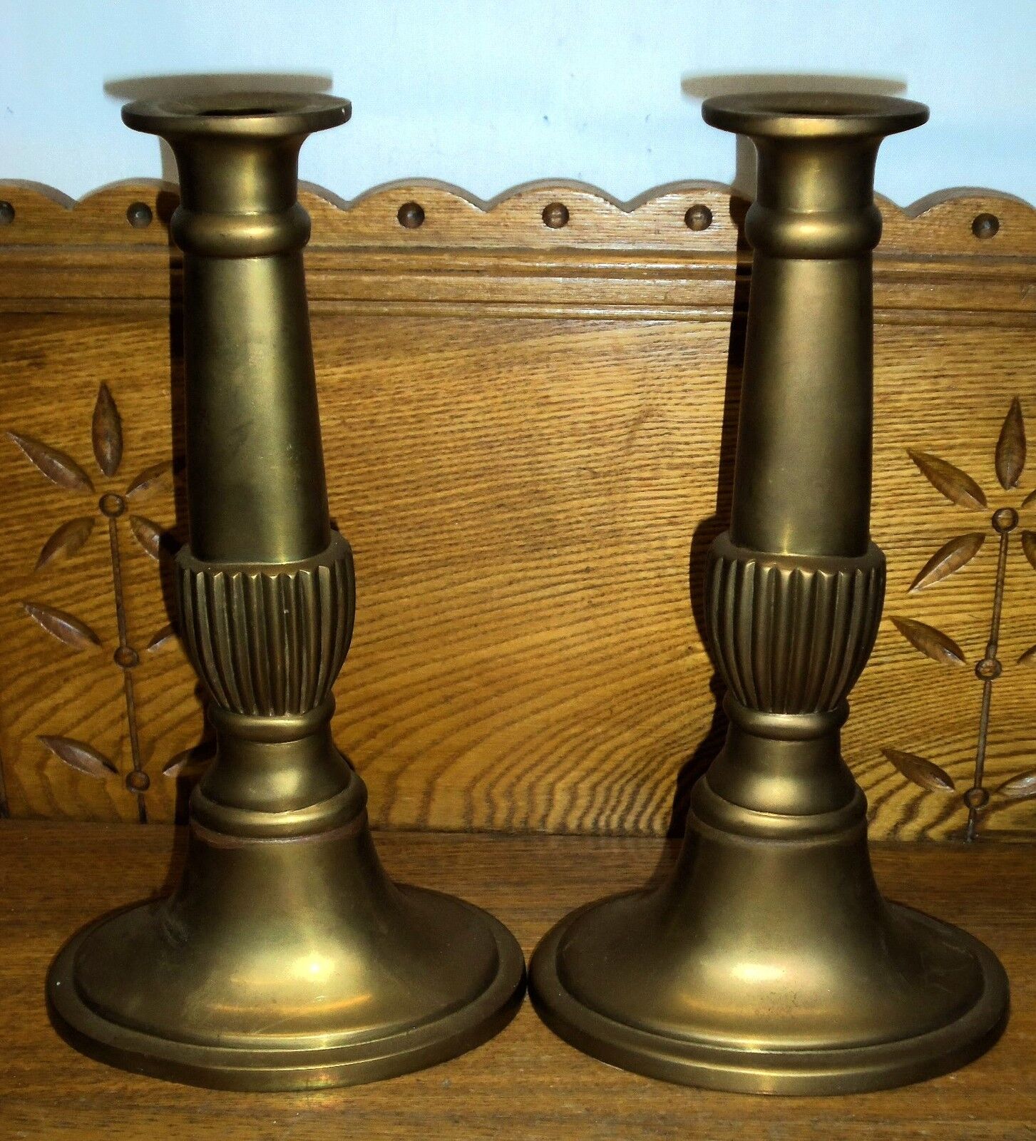 Vintage Pair of Neoclassical Bronze or Brass Candlesticks