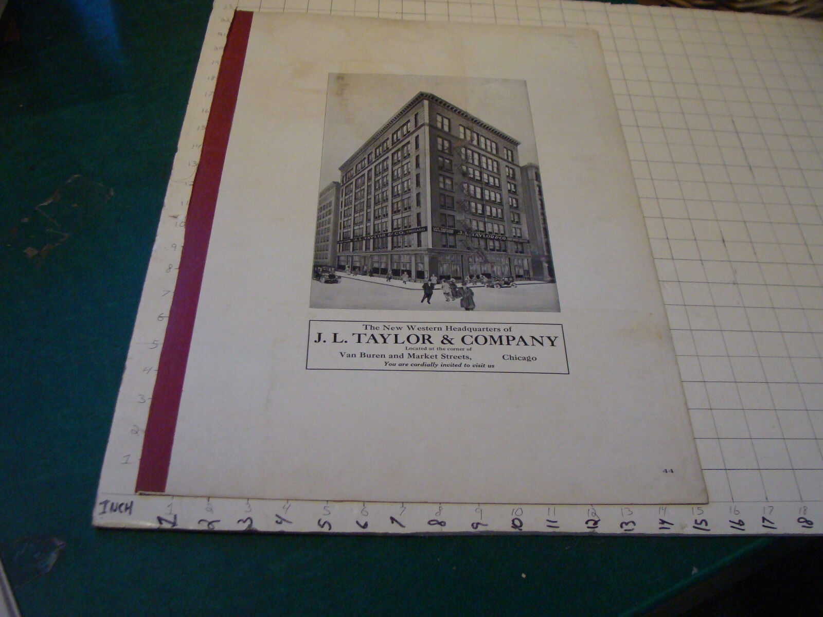 large J.L. TAYLOR & COMPANY aprox 22 x 15 advertising sheet/sign/page CLOTHING
