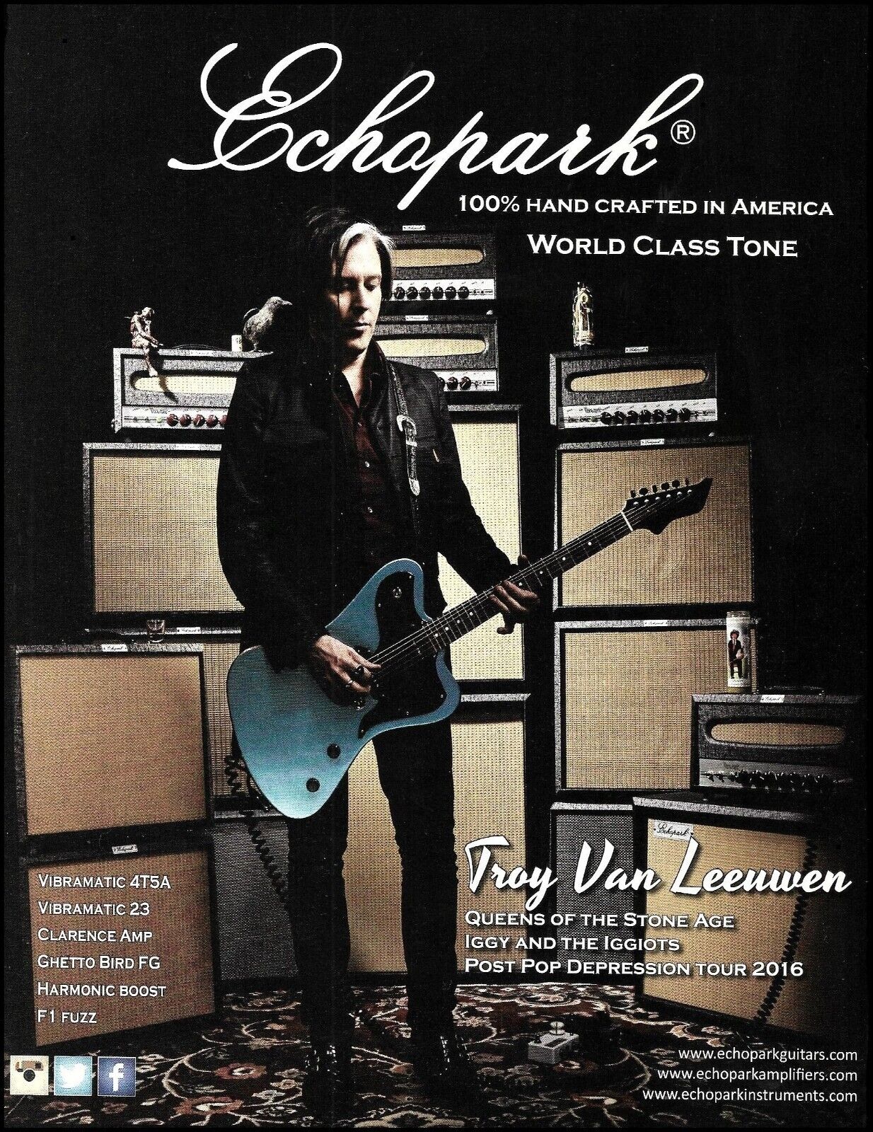 Troy Van Leeuwen Signature Blue Echopark Guitar & Amp ad Queens of the Stone Age