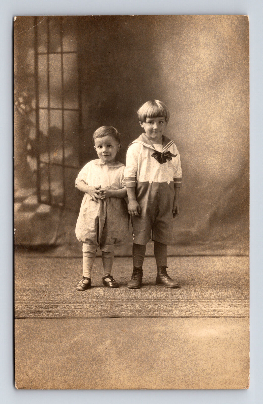 RPPC Studio Portrait of Alexander & Eddie Dzialo Young Boys Brothers Postcard