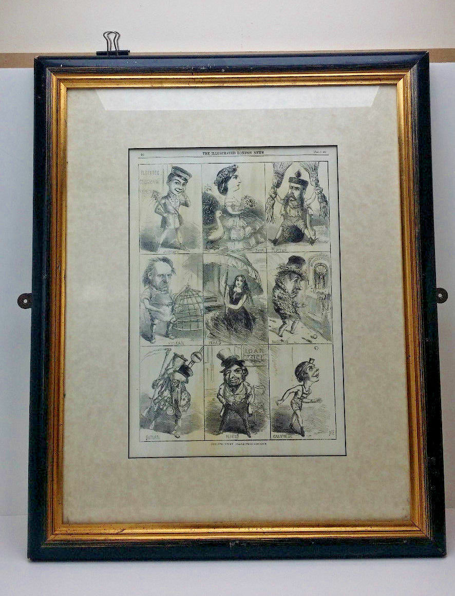 Framed & Mounted ILLUSTRATED London News Jan 7th 1860  TWELFTH NIGHT CHARACTERS