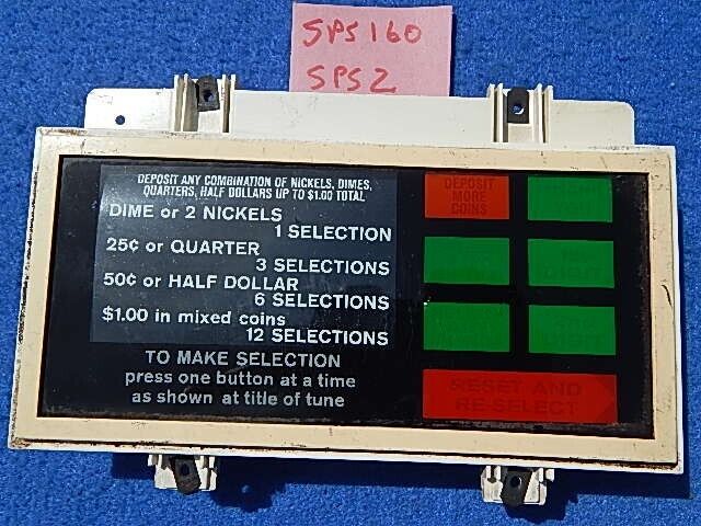 Seeburg SPS160 SPS2 Coin & Credit Window 82-499420 with Light Box 21-499330