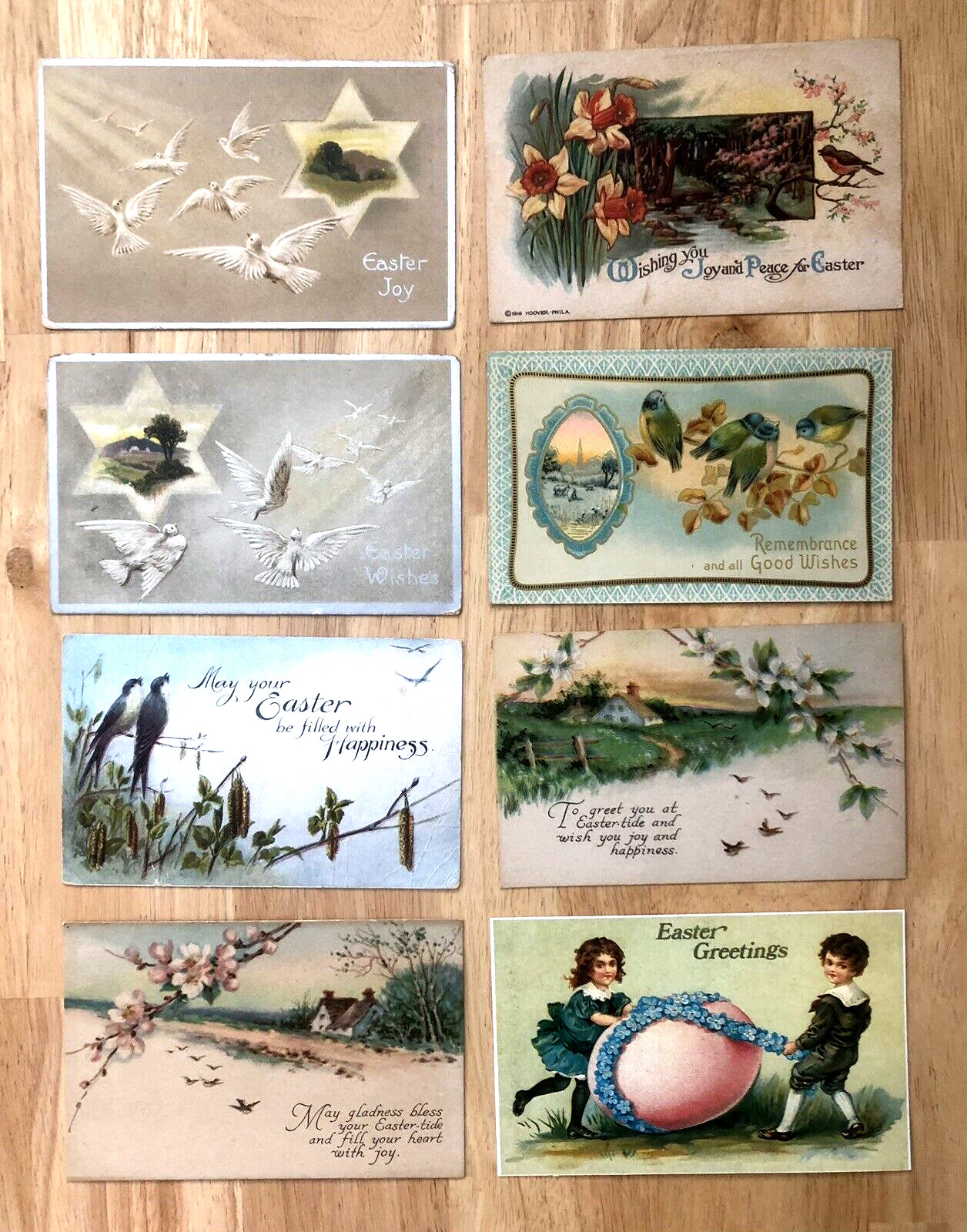 ANTIQUE EARLY 1900s LOT OF 8 EASTER POSTCARDS - 2 ONE CENT STAMPS