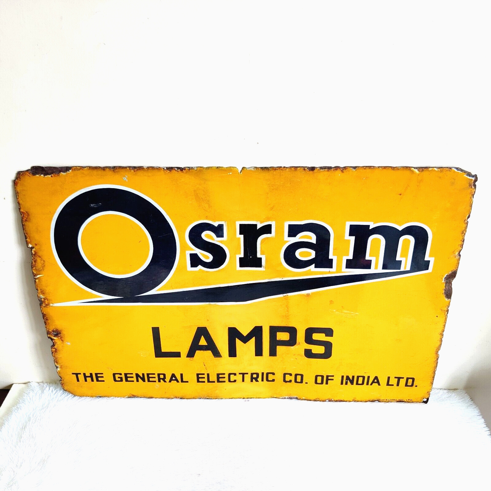 1940s Vintage Osram Lamps GEC Electric Enamel Sign Board Decorative Props EB137