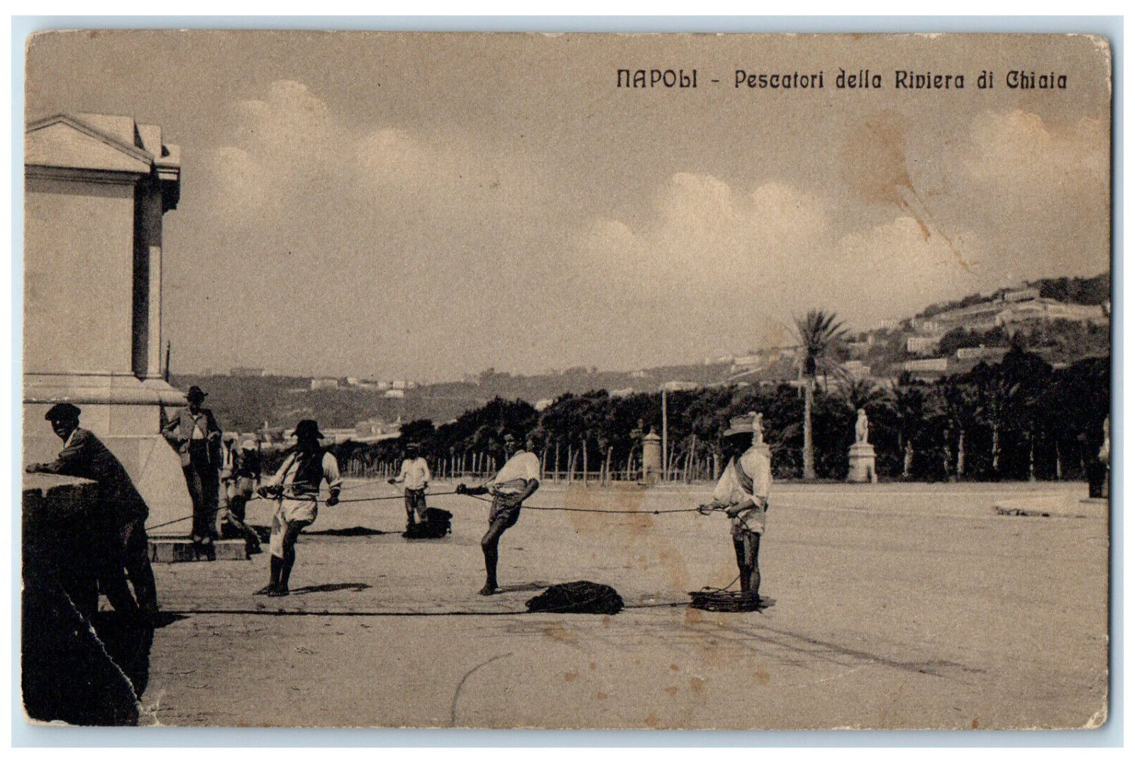 c1910 Fishermen of the Riviera Di Chiaia Naples Italy Antique Postcard